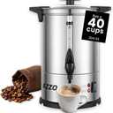 Commercial Coffee Maker 40-Cup Large Coffee Urn with Percolator Coffee Pot Electric 6L Stainless Steel Fast Brew Hot Water Dispenser for Tea Catering Events Home Office Easy Cleaning (Silver)