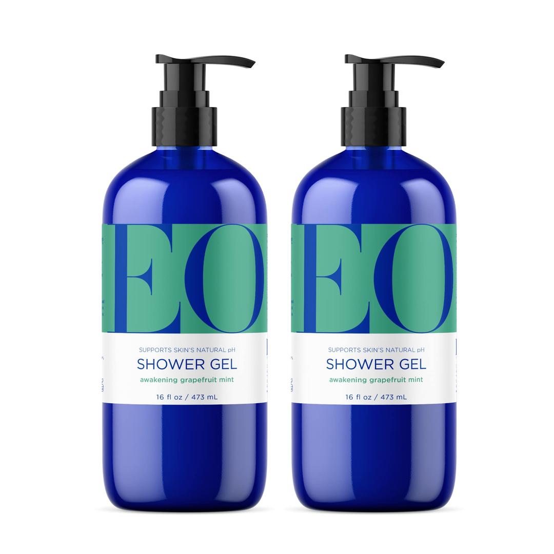 EO Shower Gel Body Wash, 16 Ounce (Pack of 2), Grapefruit and Mint, Organic PlantBased Skin Conditioning Cleanser with Pure Essentials Oils