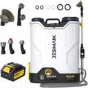 JESIMAIK Battery Powered Backpack Sprayer with Agitator, 120 PSI Handle-Mounted Pressure Control, 4.8 Gallon, 4.0Ah Battery Operated Weed Sprayer with Telescopic Wand & 5 Nozzles for Lawn & Garden
