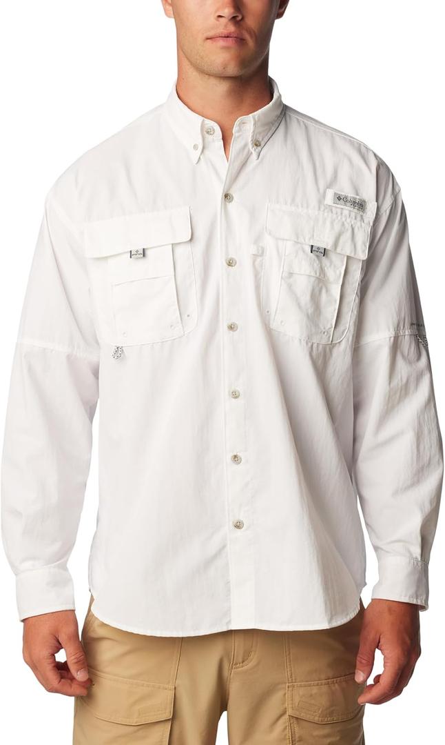 Columbia Men's Discontinued PFG Bahama II Long Sleeve Shirt (Medium, White)