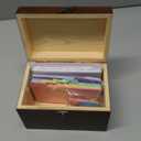 Solid Wood 4x6 Index Card Organizer with 5 Dividers | Rolodex & Recipe Box Storage | Holds 200+ Cards for Home/Kitchen
