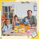 DoubleFill 3 Pcs Sharp and Dull Pencil Holder Eraser Buckets Wooden Shaped Dispenser for Back to School Teachers Classroom Management(Yellow Face)