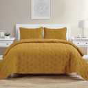 VCNY Home Kaleidoscope Pattern 3 Piece Quilt Set, Full Queen, Gold