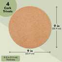 Juvale Trivets for Hot Dishes - 4-Pack, 9 in x 0.5 in, Brown - Heat Resistant Countertop Cork Pads & Corkboard Circles for Pot & Pan Protection