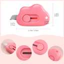 5 x Cloud Box Cutter Retractable, 6Pcs Mini Utility Knife Letter Opener Envelope Slitter, Small Package Opener Paper Cutters with Keychain Hole for Office Home School Stationery DIY Crafts Rainbow Color