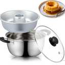 LemonRoad 2.7 Qt Thicken Stainless Steel Double Boiler with Aluminum Flan Inner Mold and Glass Lid for Making Ring Cake, Pudding, Melting Chocolate, Custards Baking Supplies (Silver)