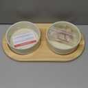 Ceramic Elevated Cat Food and Water Bowl, Kitty Bowl, Raised Cat Dish, Pet Feeder (5.1 in, 2 x Beige + Stand)