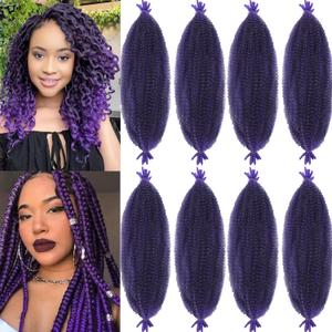 8 Packs Springy Afro Twist Hair 16 inch Pre-Separated Braiding Hair Marley Twist Braiding Hair for Distressed Faux Locs Spring Twist Hair Extensions for Women (Tpurple, 16 Inch (Pack of 8))