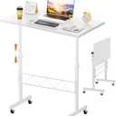 COMHOMA Standing Desk Adjustable Height & Tiltable Tabletop, Portable Stand Up Desk for Laptop, Mobile Folding Desk for Home Office Work and Walking Pad Treadmill, Height 30.7"-46.4", White