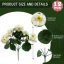 Hananona 12 Pcs Artificial Geranium Flowers for Outdoors Geranium Silk Flowers Outdoor UV Resistant Garden Plants Faux Flowers for Home Kitchen Table Centerpieces Decor (12, Snow White)