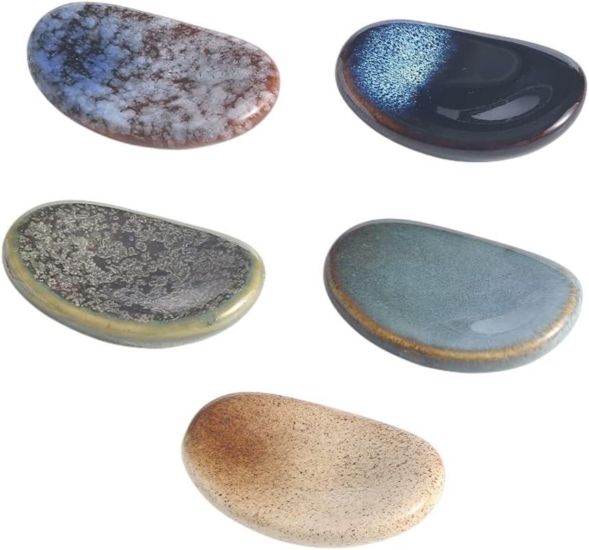 Small Ceramic Spoon Rest 5 pcs (0.55" x 1.45" x 2.16"), Spoon Rest for Stove Top,Heat Resistant Porcelain Spoon Utensil Holder-Kitchen Utensil Rest Table Decor and Accessories