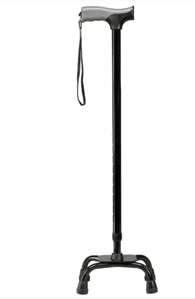 Carex Soft Grip Quad Foot Cane in Black