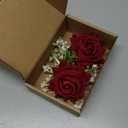 2 Pcs Red Corsage and Boutonniere Set Artificial Rose Corsage Writlet Band Faux Pearl Bracelet for Prom Decor and Boutonniere for Men Wedding Party Suit Flower Accessories (Red)