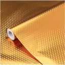 Waterproof & Oil-Resistant Aluminum Foil Peel & Stick Wallpaper - Gold Self-Adhesive Backsplash for Countertops, Cabinets, DIY Projects (15.7"x197", Gold Chequer)