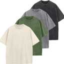 Men's Oversized Cotton T-Shirts Loose Fit Vintage Washed Tee Unisex Short Sleeve Casual Shirts Tops, Large