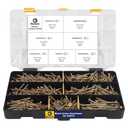 Bonost 450PCS #8#10 Wood Screws Assortment Kit-Torx Drive Flat Head Assorted Deck Screws Set, 7Sizes 1-4/7",2",2-3/8",1-1/6", Zinc Plated with Matching Bits for Exterior Decking, Furniture&Woodworking