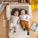 2-in-1 Sherpa Fold Out Kids Couch, Extra Wide Comfy Toddler Chair, Convertible Kids Sofa to Lounger, Foldable Toddler Couch with High Density Foam, Modern Kids Sofa Bed for Boys & Girls 3+, Beige, 30 Inches X 18 Inches X 16 Inches
