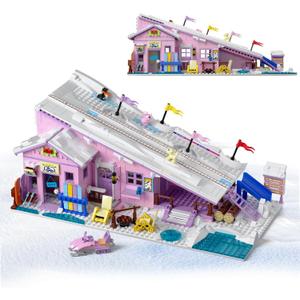 Pink Girls Ski Resort Winter Village House Building Set Compatible with Lego Friends Snow Cabin Collection, Construction Educational Toy for Kids Age 8-12 and Up 1042 PCS