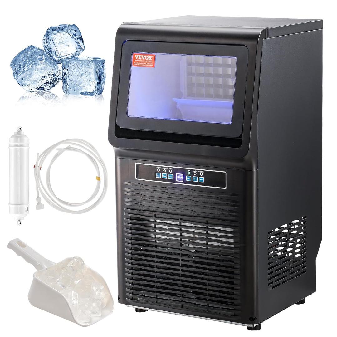 VEVOR Commercial Ice Maker, 70lbs/24H, Ice Maker Machine, 36 Ice Cubes in 12-15 Minutes, Freestanding Cabinet Ice Maker with 12lbs Storage Capacity LED Digital Display, for Bar Home Office Restaurant