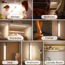 Quntis LED Under Cabinet Lighting Rechargeable, Wireless Motion Sensor Light Indoor, 2 Pack 12" 3000-6000K Dimmable Closet Lights Battery Operated, Magnetic/Stick on Under Counter Lights for Kitchen