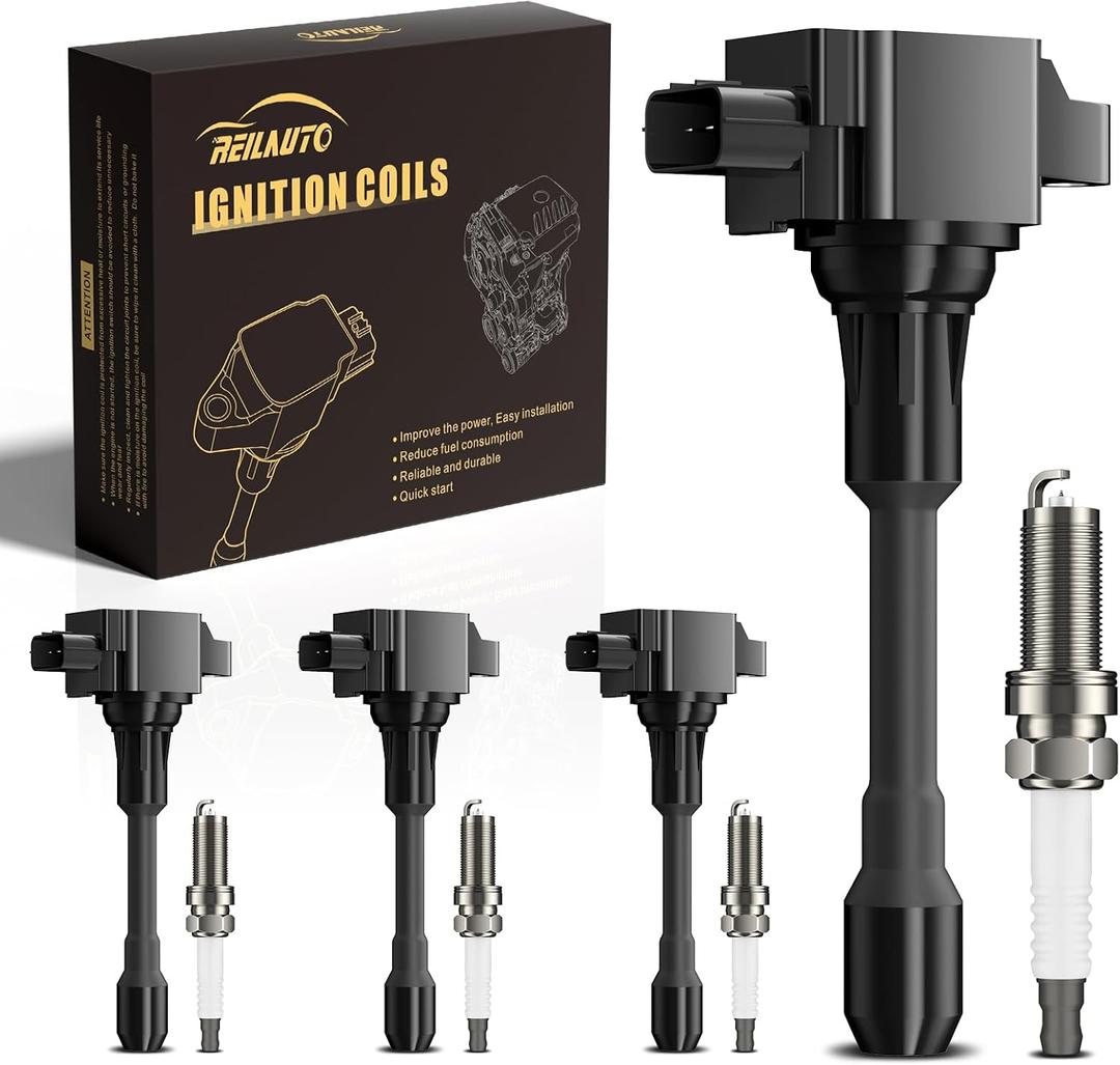 Ignition Coil Pack and Iridium Spark Plug for 2007-2019 Nissan Altima Cube Rogue Sentra Versa Pathfinder & Infiniti QX60 1.6L 1.8L 2.0L 2.5L Accessories, Replacement UF549 & 9029, Set of 4