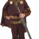 fun shack Boys Viking Costume for Kids, Child Viking Outfit for Boys and Girls, Kids Viking Dress Up Costumes (X-Large, Brown)