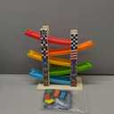 WOOD CITY Toddler Toys for 1 2 3 Years Old, Wooden Car Ramp Racer Toy Vehicle Set with 5/7 Mini Cars & Race Tracks, Montessori Toys Craft Gift for Toddlers Boys and Girls (ramp Racer-5 Layers)