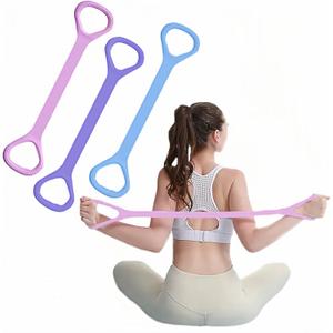 Figure 8 Resistance Band with Handles, Elastic Bands for Working Out,Arm,Back,Shoulder Training Elastic Ropes,Exercise Equipment for Yoga, Pilates,Physical Therapy Stretching (Purple Pink Blue)