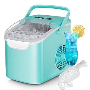Antarctic Star Countertop Ice Maker Machine, 26Lbs/ Day Fastest 6‑Min Ice, Green