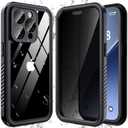 ANTSHARE for iPhone 14 Pro Case, with [Built-in Privacy Screen Protector] [IP 68 Waterproof], Anti-Peeping Adsorption Full Body Double Protective Case for iPhone 14 Pro, Black