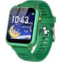 1.5 Inches Kids Smart Watch for Boys Girls, 26 Puzzle Games, Smartwatch with Camera, Pedometer, Video Voice Music Player Learning Card, Birthday Gift for 3-12 Years Children (Green)