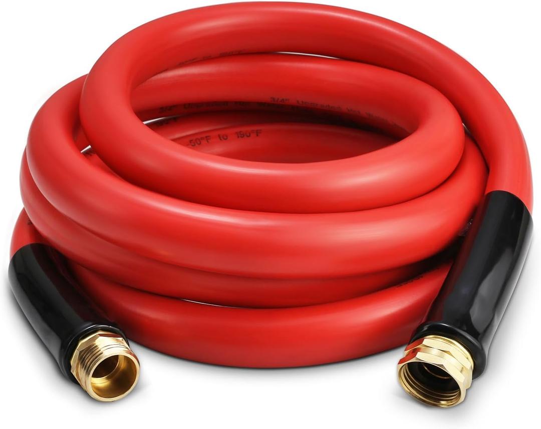 Garden Hose 10 ft x 3/4 Hot/Cold Heavy Duty Water Hose,-50F to 190F,Burst 600Psi Flexible Upgraded Rubber Hoses,3/4 Solid Fittings for All-weather Outdoor Lawn & Garden