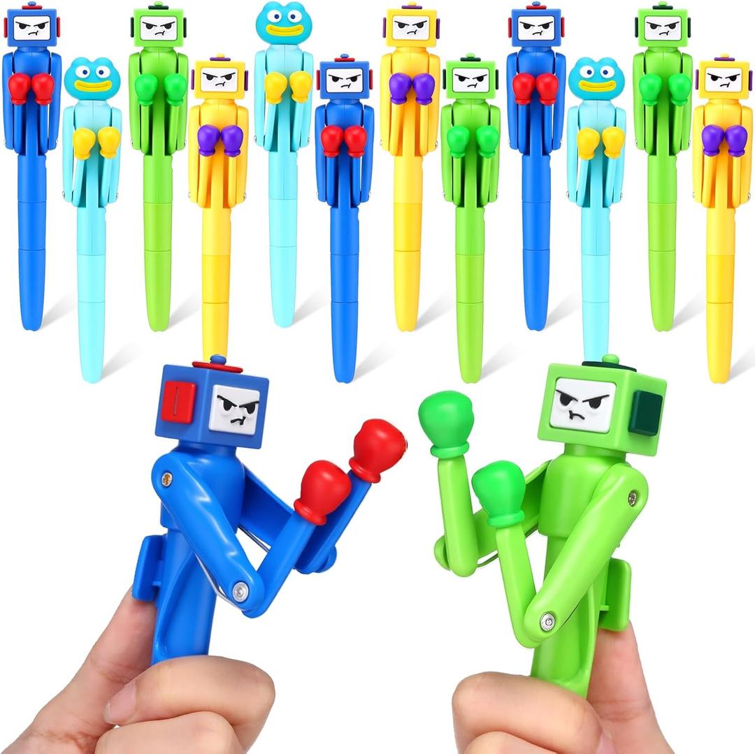 Sayglossy 12 Pcs Boxing Pen Robot with Punching Arm and Crisp Button Sound Interesting Frog Funny Ballpoint Cool Novelty Pen Boxing Gifts