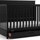 Graco Tristan 5-in-1 Convertible Crib with Drawer (Black) GREENGUARD Gold Certified, Fits Standard Crib Mattress, Premium Handle, Converts to Toddler Bed, Daybed, and Full-Size Bed, 30"L x 55"W x 40"H