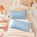 Warmstar 100% Cotton Toddler Pillowcase Set of 2, 600 Thread Count 13x18 Toddler Pillowcases Soft & Breathable, Cotton Travel Pillow Case Cover 13"x 18" with Envelope Closure, Placid Blue