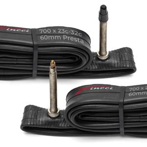 Fincci Pack Inner Tubes 700c x 18c - 25c - 32c with 60mm Presta Valve - 700c Bike Tube for Gravel, Race, Road Touring, Hybrid Bicycle, Bicicleta de Carrera - 28 inch Bike Tubes Butyl Rubber Wheels 622