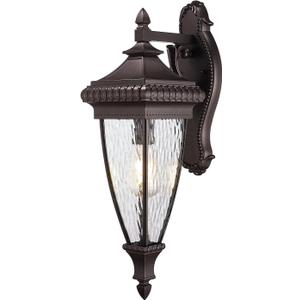 Emliviar Porch Wall Sconces Lighting, Waterproof Outdoor Wall Lantern IP43, Water Ripple Glass in Oil Rubbed Glass, XE313B ORB-SW