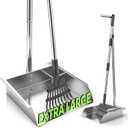 Pooper Scooper for Large Dogs,Dog Pooper Scooper Heavy Duty Long Handle Metal Tray Rake Shovel Set,Extremely Durable Metal Stainless Steel Dustpan for No Bending Clean Up Yard Grass.