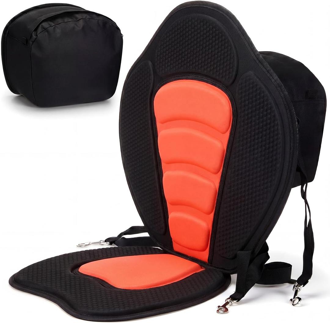 Vinsot Kayak Seat Cushion Universal Paddle Board Seat with Back Support Adjustable Non Slip Boat Chair Seats with 4 Straps and Storage Bag for Kayak Boat Sup Canoe