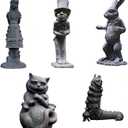 Alice in Wonderland Outdoor Statues - 5PCS Set | Ideal for Alice in Wonderland Decor Crafted from Durable Hand-Cast Stone Resin, Perfect for Indoor and Outdoor Garden, Patio, Lawn, and Yard Decoration