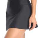 Yonique Women's Swim Skirt Mid Waist Swim Bottoms Elastic Waist Swimsuit Bottoms (Black, XL)