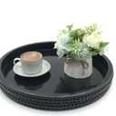 Carah & Cossh Round Wooden Serving Tray, Black Round Decorative Wood Tray, 16'' Round Modern Decorative Tray, Perfect for Storage and Display (Black), BGT2166 (Black)