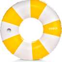FUNBOY Giant Vintage Stripe Inflatable Tube Pool Float with Cup Holder 48" | Large Pool Float for Adults | Inner Tube Swimming Pool Toys Swim Rings | Pool Lounger Float for Pool Party & Summer (Orange)