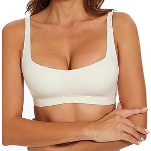 Seamless Bralette for Women Comfort No Show Square Neck Stretch Wireless Bra with Removeable Padding, Size 3XL