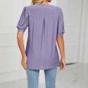 PerZeal Women's Summer Tops Tunic V Neck Ruffle Half Sleeve Blouses Short Sleeve Casual Loose Tops T-Shirts Light Purple X-Large