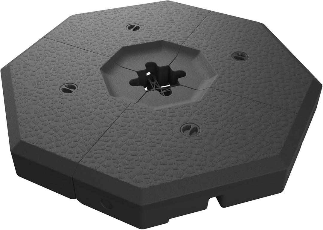 EAST OAK PUB23003 4-Piece Offset Patio Umbrella Base Plate Set with Mortise and, Tenon Joint for Garden, Black