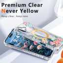 2 x PIXIU Case for iPhone 16 Compatible with Magsafe, Laser Glossy Pattern,Cute Curly Wave Clear TPU Bumper Military Grade Drop tection Phone Cover for Women/Girls -Pink Flower