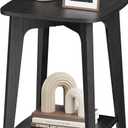 VASAGLE MAEZO Collection - Side Table, 2-Tier Small Square End Table, Nightstand with Tapered Legs, Curved Transitions, for Small Spaces, Living Room, Bedroom, Charcoal Gray ULET236B01