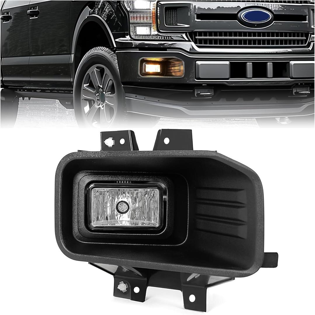 HECASA Fog Light Right Compatible with 2018-2020 Ford F150 F-150 Replacement for FO2593246 JL3Z15200A Halogen Driving Fog Lamp Clear Lens Passenger Side