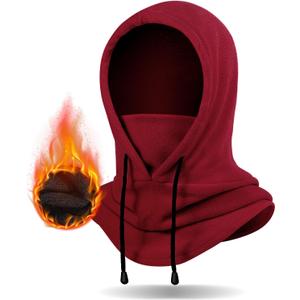 Winter Balaclava Ski Mask: Hood Hats Fleece Balaclava Face Mask Men Women Warm Face Cover for Cold Weather Gear (Red)